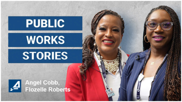 a screenshot of a Public Works Stories video featuring Angel Cobb and Flozelle Roberts
