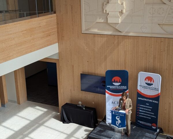 a photo showing the interior of the Anderson Ball Classroom Building at San Jacinto College