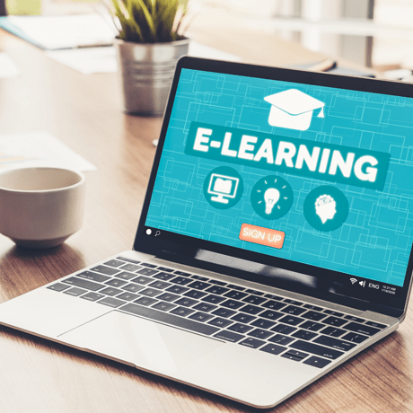 E-learning sign up at laptop