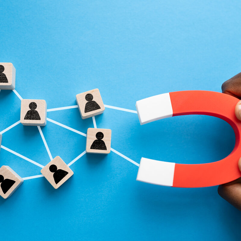 Image of magnet and square blocks to represent recruitment
