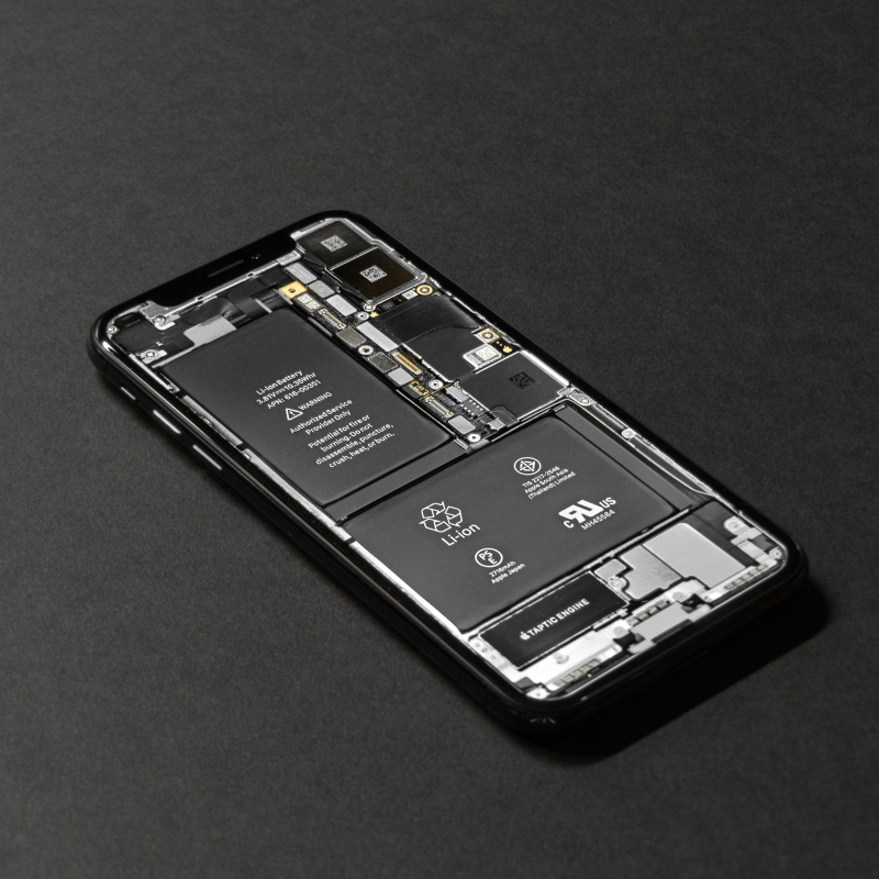 A lithium-ion battery for a smartphone.