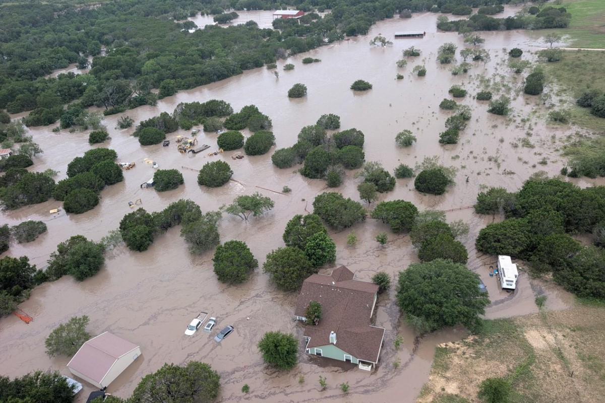An aerial photo of flooding in summer 2025 in Texas.